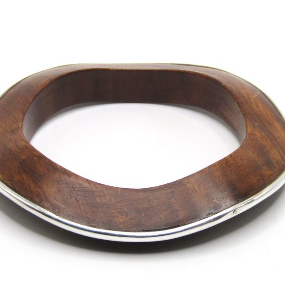 Silpada Rosewood Silver Bangle Wavy Bracelet Retired - Picture 1 of 4